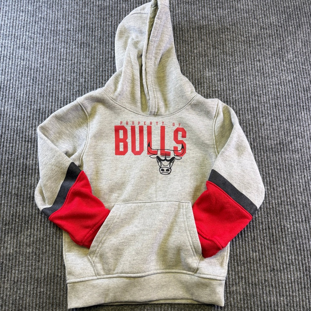 Ultra Game Chicago Bulls Hoodie Size 7 Gray Red Black Cotton Blend NBA Pullover